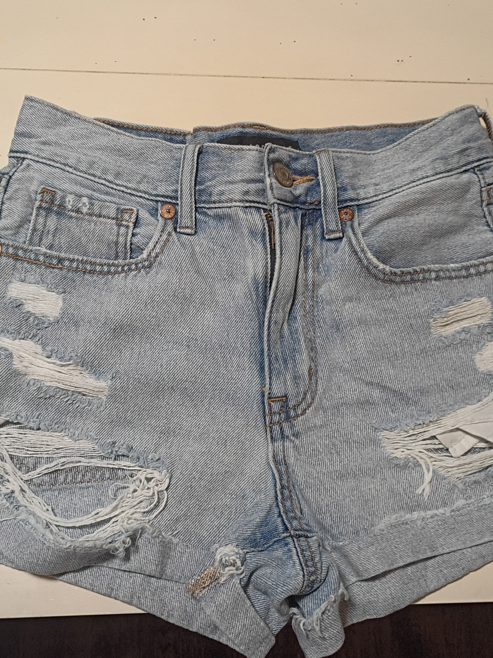 Aeropostale Light Blue Ripped Denim Shorts